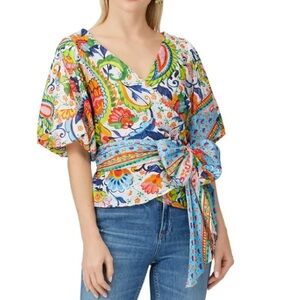Amanda Uprichard Ashlyn Wrap Top with Bow Med